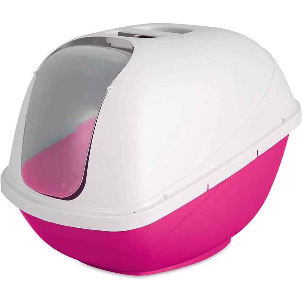 Petmate Hooded Litter Pan White-Pink  J