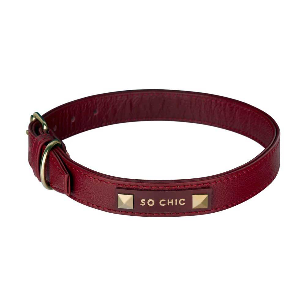 Petsochic Leather Dog Collar Red Small