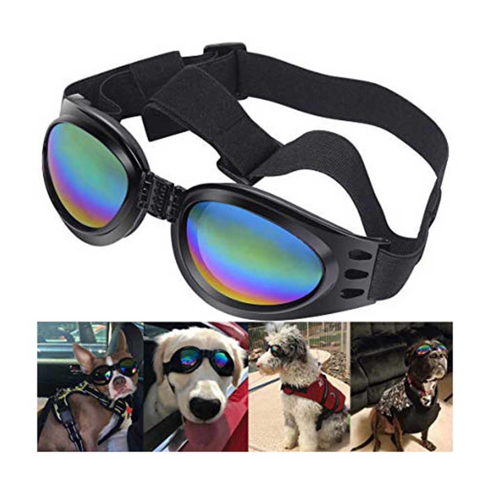 QUMY Dog Sunglasses Eye Wear Protection Waterproof Pet Goggles for Dogs about over 15 lbs, Black