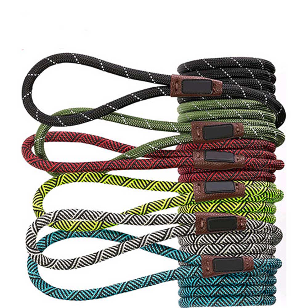 Wiggles Mountain Climbing Rope Slip Lead For Dogs, Black Reflective