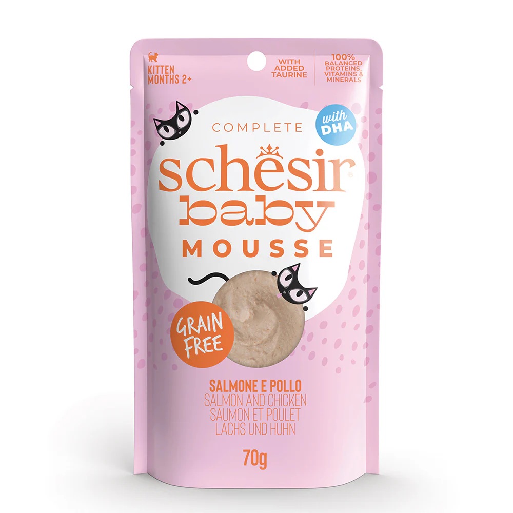 Schesir Baby Velvet Mousse Cat Food Pouch Salmon and Chicken 70 g