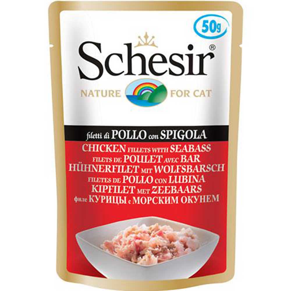 Schesir Cat Food Pouch - Chicken Fillets with  Seabass [Weight : 50 g]