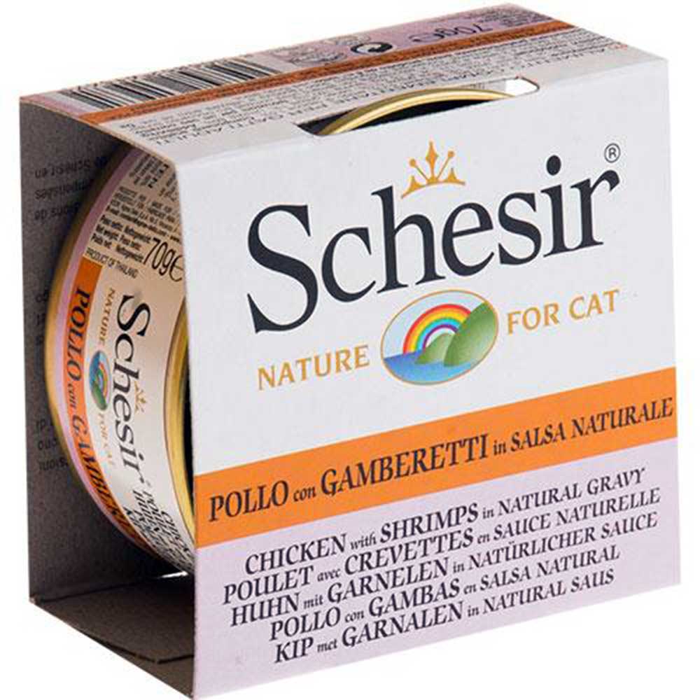 Schesir Chicken with Shrimps in Natural Gravy Canned Cat Food [Weight : 70 g]