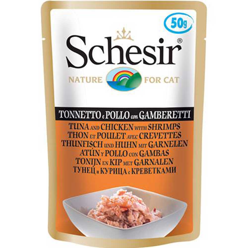 Schesir Cat Food Pouch - Tuna and Chicken with Shrimps [Weight : 50 g]