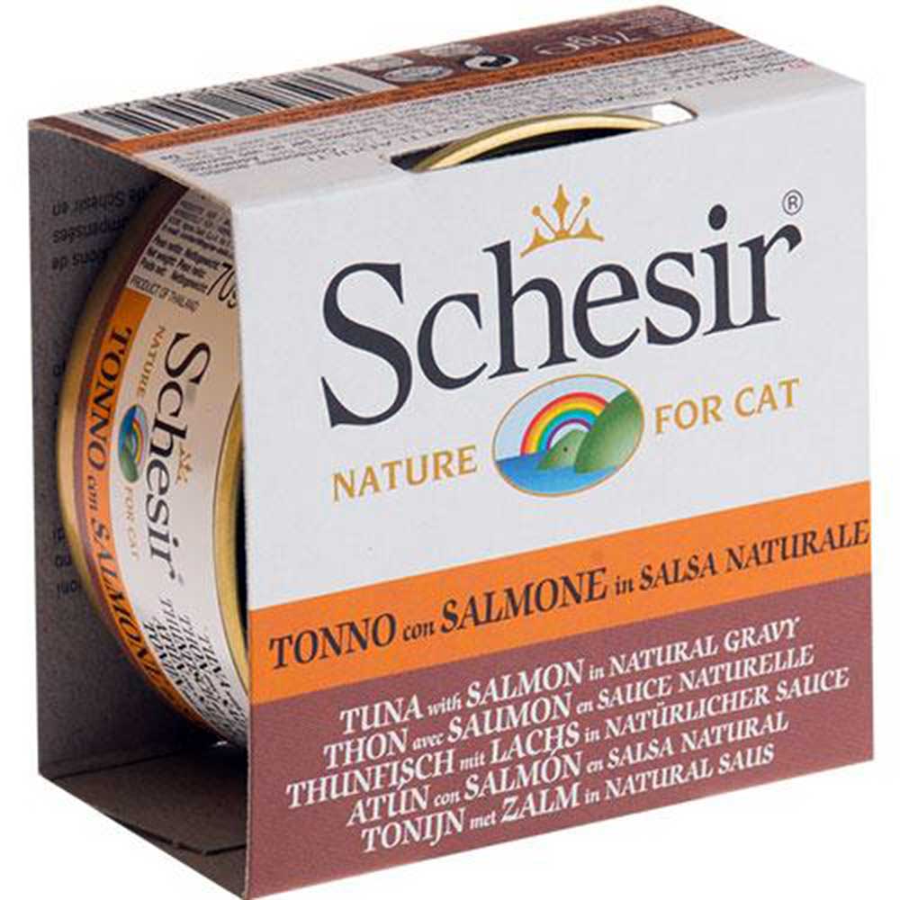 Schesir Tuna with Salmon in Natural Gravy Canned Cat Food [Weight : 70 g]