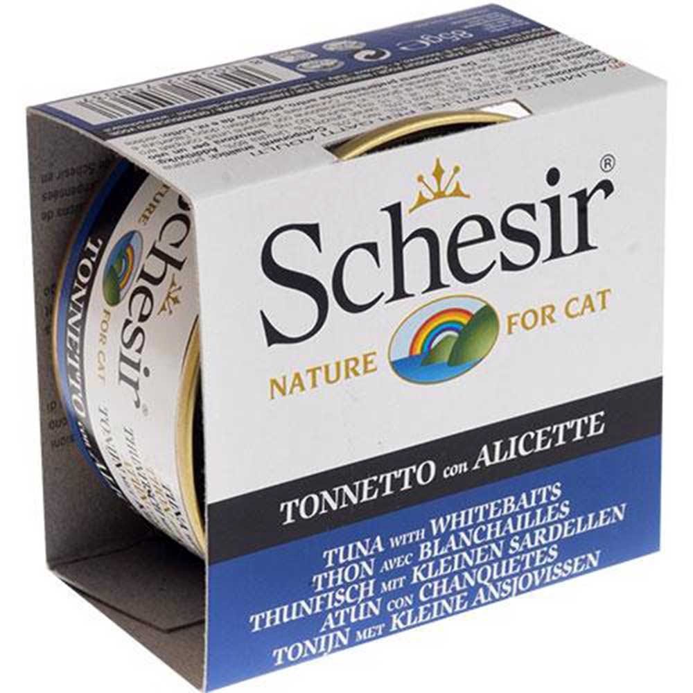 Schesir Tuna with Whitebaits Jelly Cat Canned Food [Weight : 85 g]