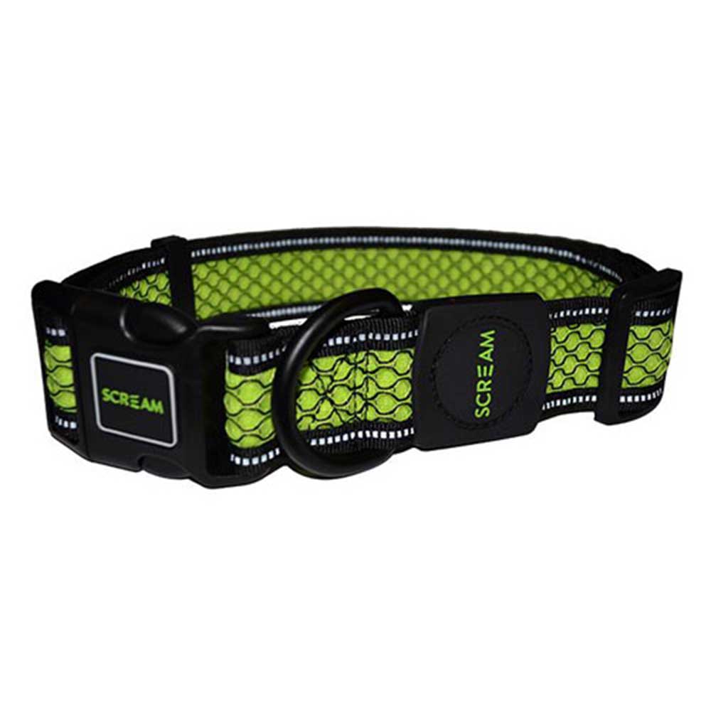 Scream Reflective Adj Collar Loud Green for Dogs - 2cm x 28-40cm