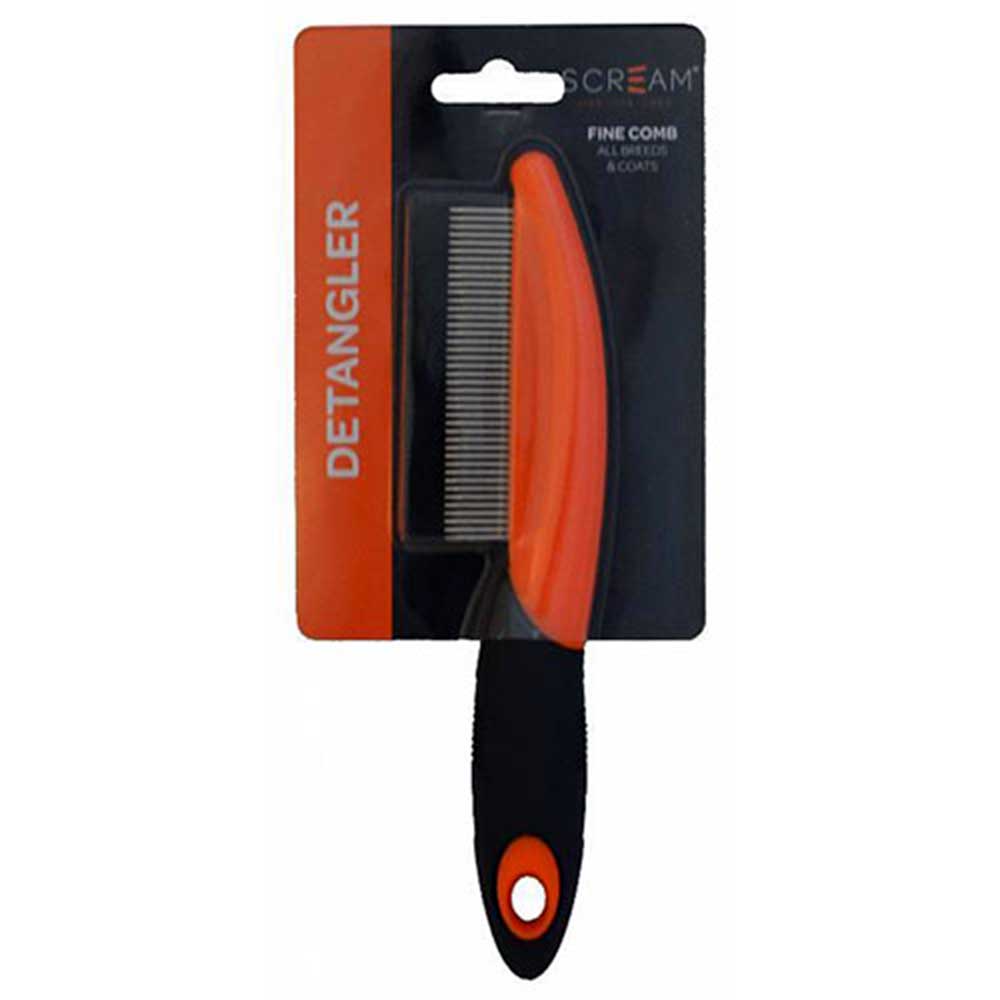 Scream Fine Comb Detangler For Pets, Loud Orange