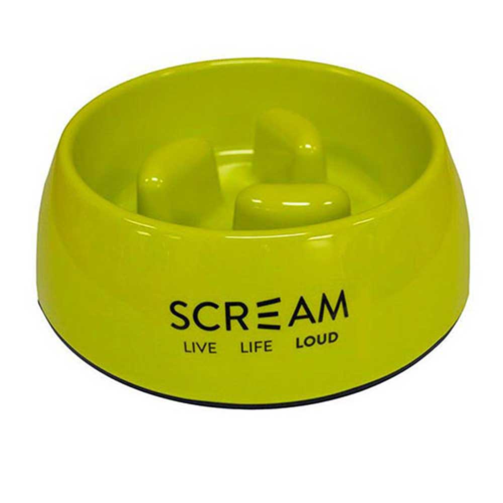 Scream Round Slow-Feed Pet Bowl, Large (Green)