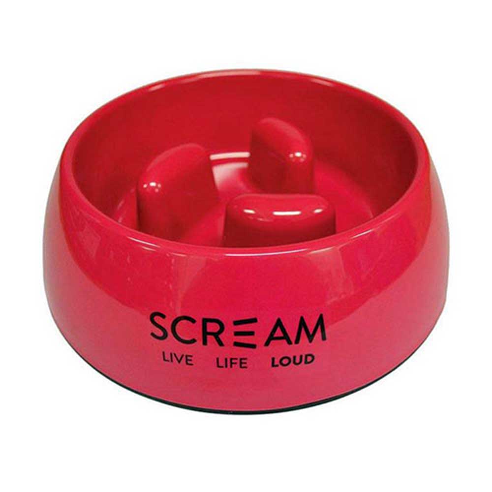 Scream Round Slow-Feed Pet Bowl, Large (Pink)