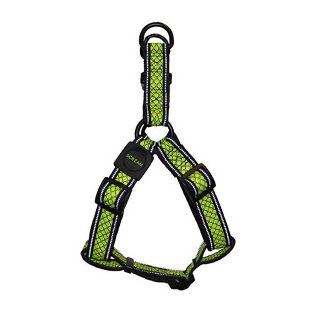 Scream Reflective Step In Harness Loud Green For Dogs - 2.0 x 43-59cm