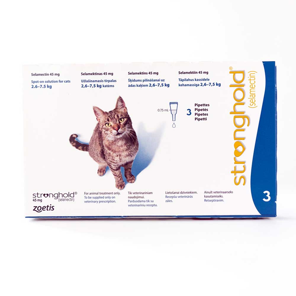 Stronghold Flea And Heartworm Spot-on For Cats 2.6-7.5 kg (5.7-15.5 lbs) 3 Pack