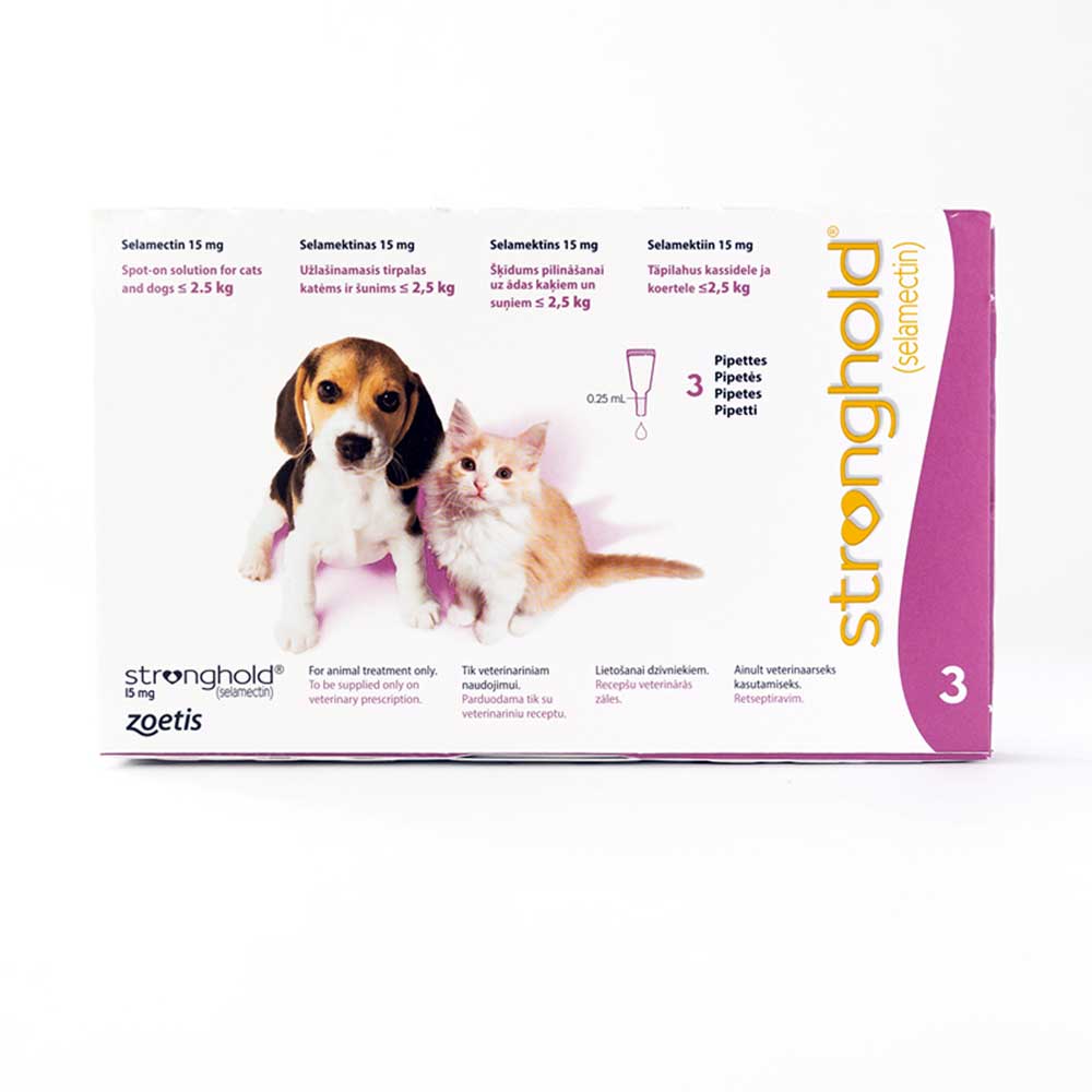 Stronghold Flea & Heartworm Spot-on For Dogs, Puppies & Kittens <2.5 kg (5 lbs) 3 Pack