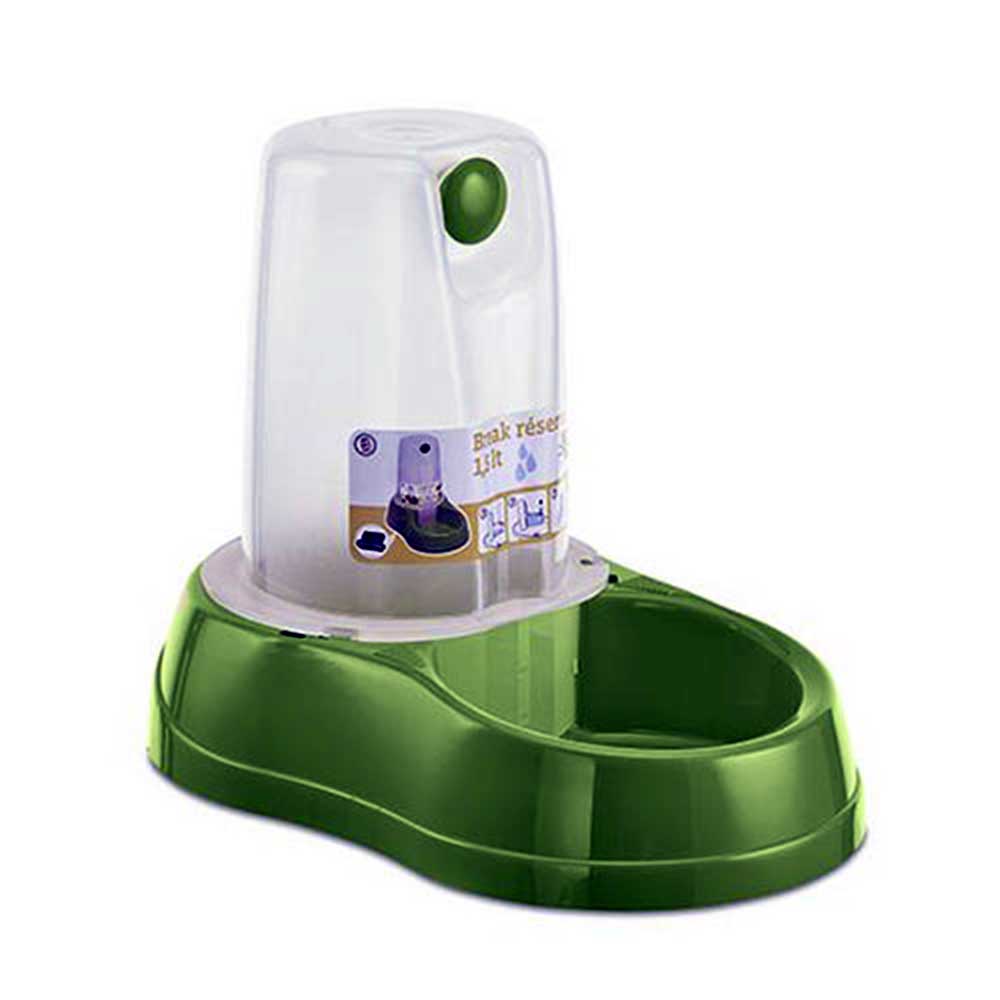 Stefanplast Water Or Dry Food Dispenser for Dogs & Cats - Green, Large ( 1.5 L)