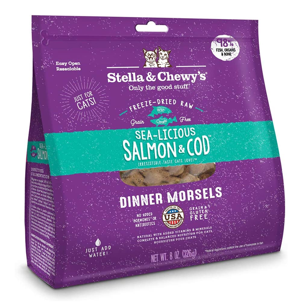 Stella & Chewy's Freeze Dried Raw Sea-Licious Salmon and Cod Dinner Morsels For Cats 8oz