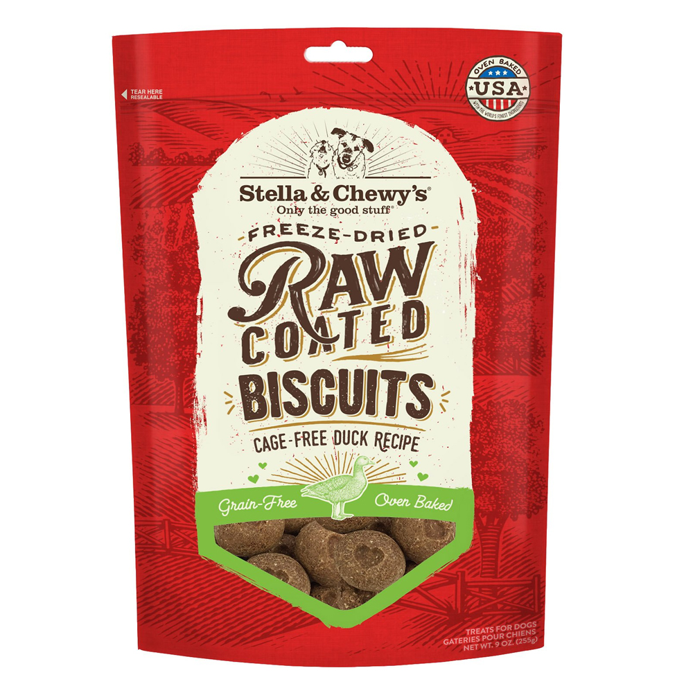 Stella & Chewy's Cage Free Duck Raw Coated Biscuits Treats for Dogs