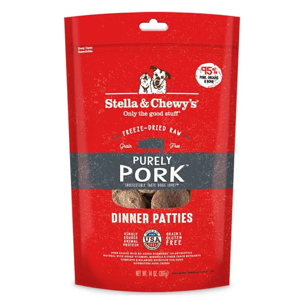 Stella & Chewy's Freeze-Dried Raw Purely Pork Dinner Patties Dog Food, 14 oz