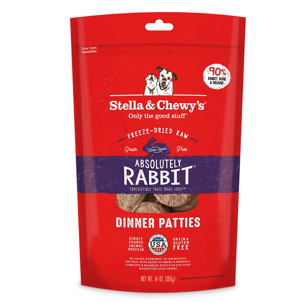 Stella & Chewy Absolutely Rabbit Freeze-Dried Dinner Patties For Dogs 14 oz (397g)