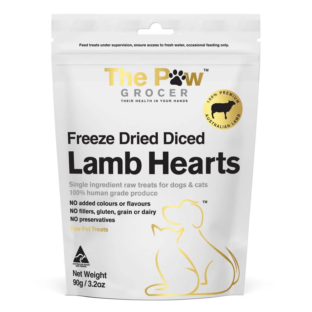 The Paw Grocer Freeze Dried Lamb Hearts Treats For Dog & Cat 90g