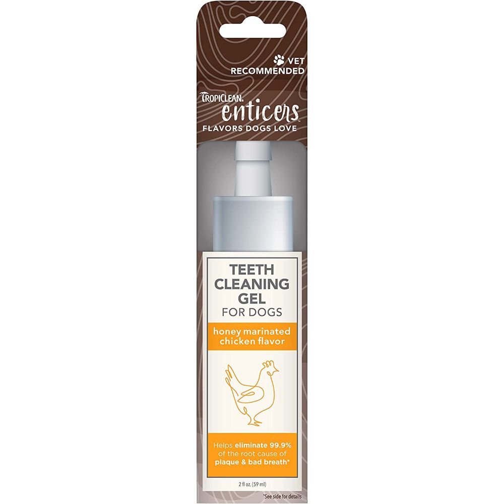 TropiClean Enticers Teeth Cleaning Gel for Dogs - Honey Marinated Chicken Flavor 2oz