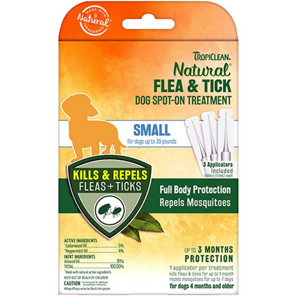 Tropiclean Natural Flea & Tick Spot On Treatment For S-Dogs Upto 15.88 kg (35 lbs)