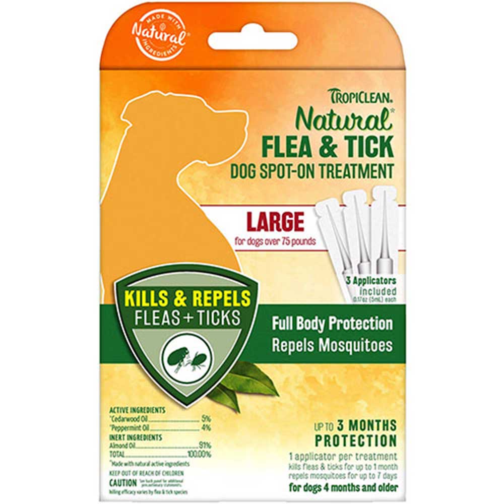 Tropiclean Natural Flea & Tick Spot On Treatment For L- Dogs > 34 kg (75 lbs)