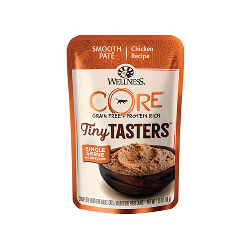 Wellness Core Grain Free Tiny Tasters Smooth Pate Chicken Recipe Cat Food Pouches