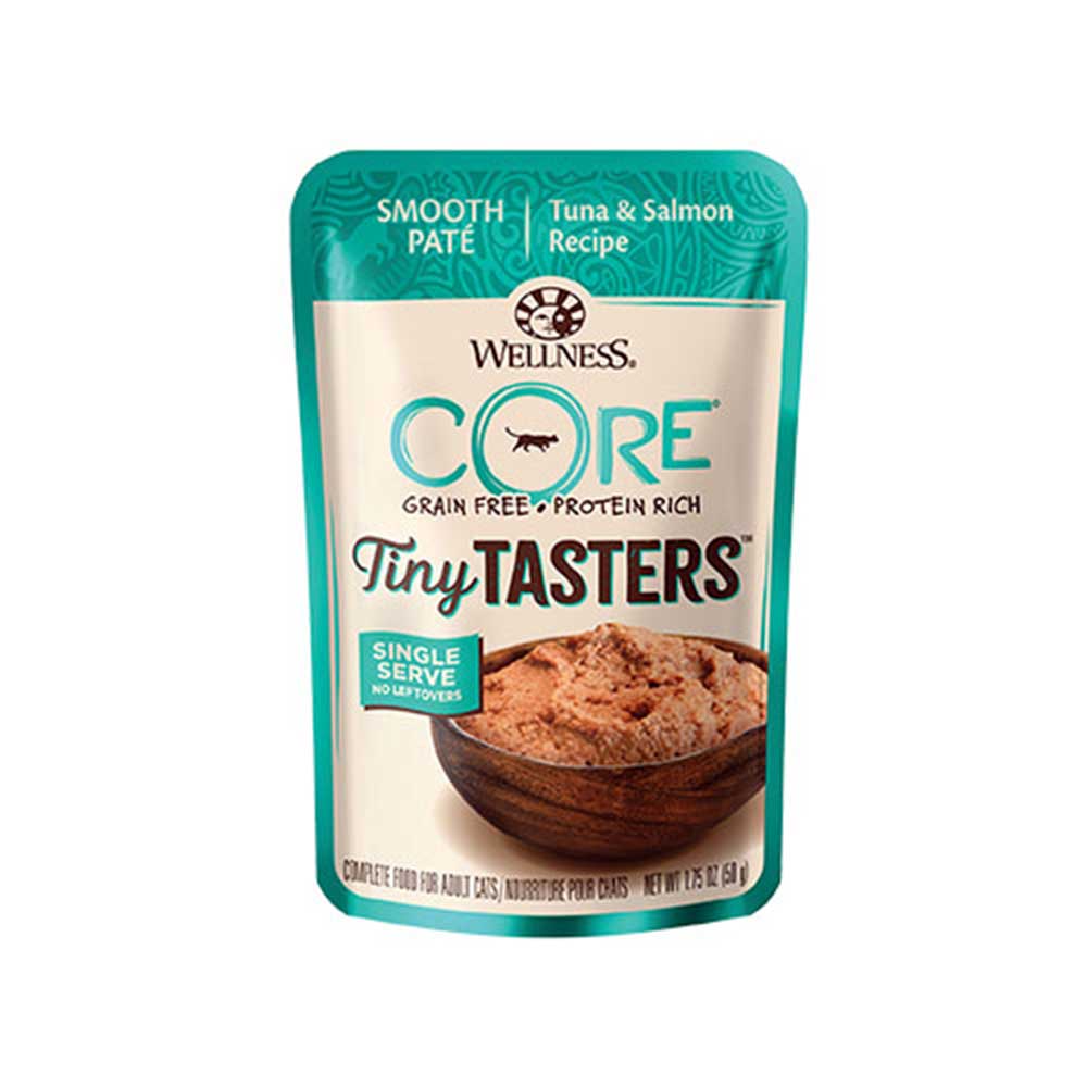 Wellness Core Grain Free Tiny Tasters Smooth Pate Tuna & Salmon Cat Food Pouches