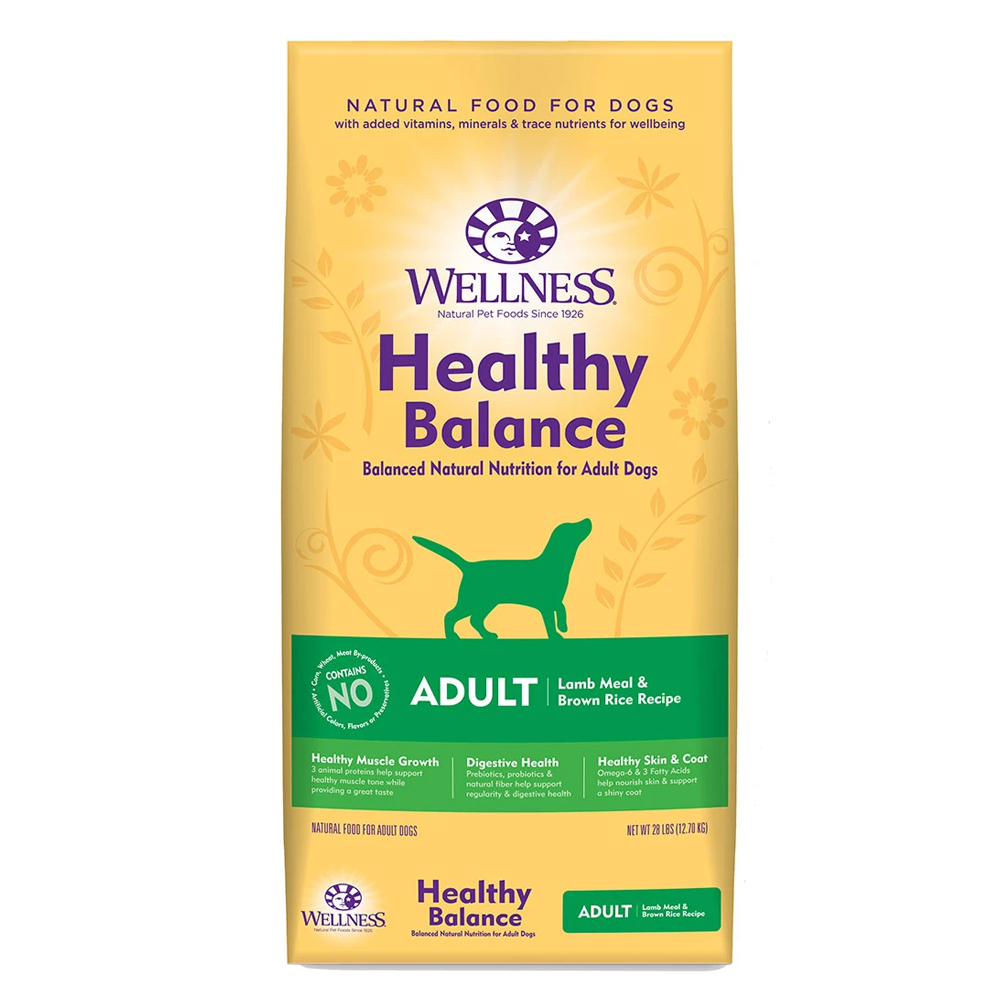 Wellness Healthy Balance Adult Lamb Meal & Brown Rice Recipe Dry Dog Food - 28lbs