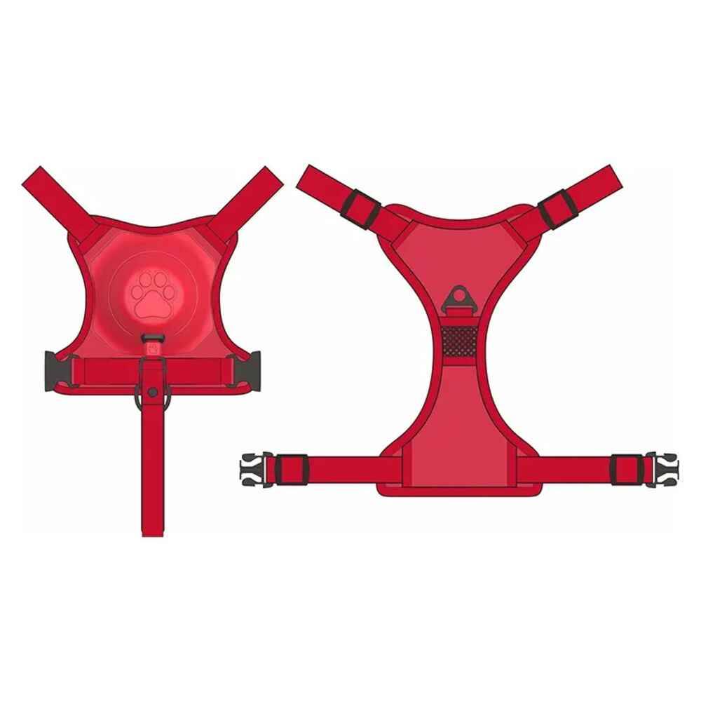 Wiggles Dog Harness with Retractable Dog Leash Red L