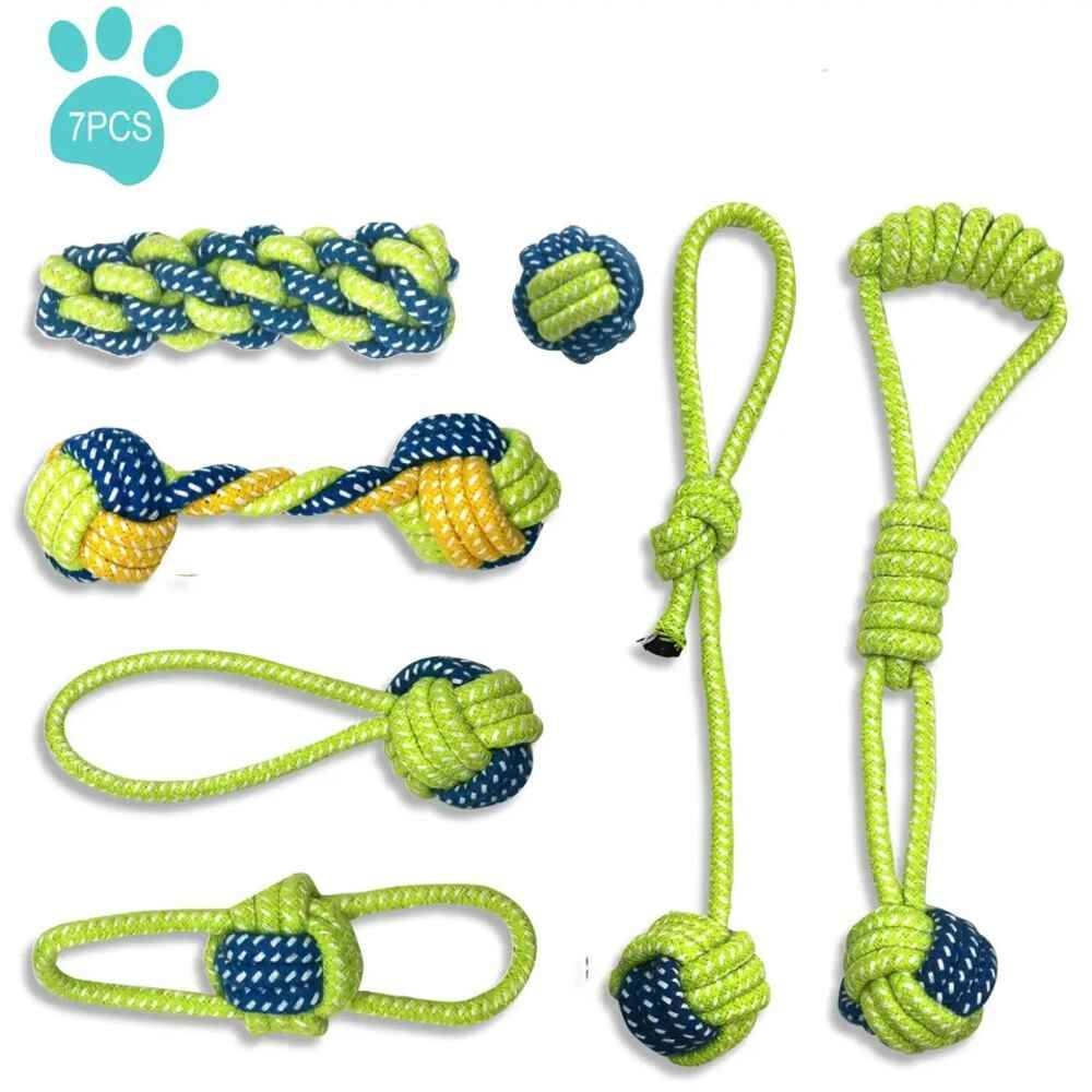 Wiggles Mixed Dog Chew Toys Green 7pcs