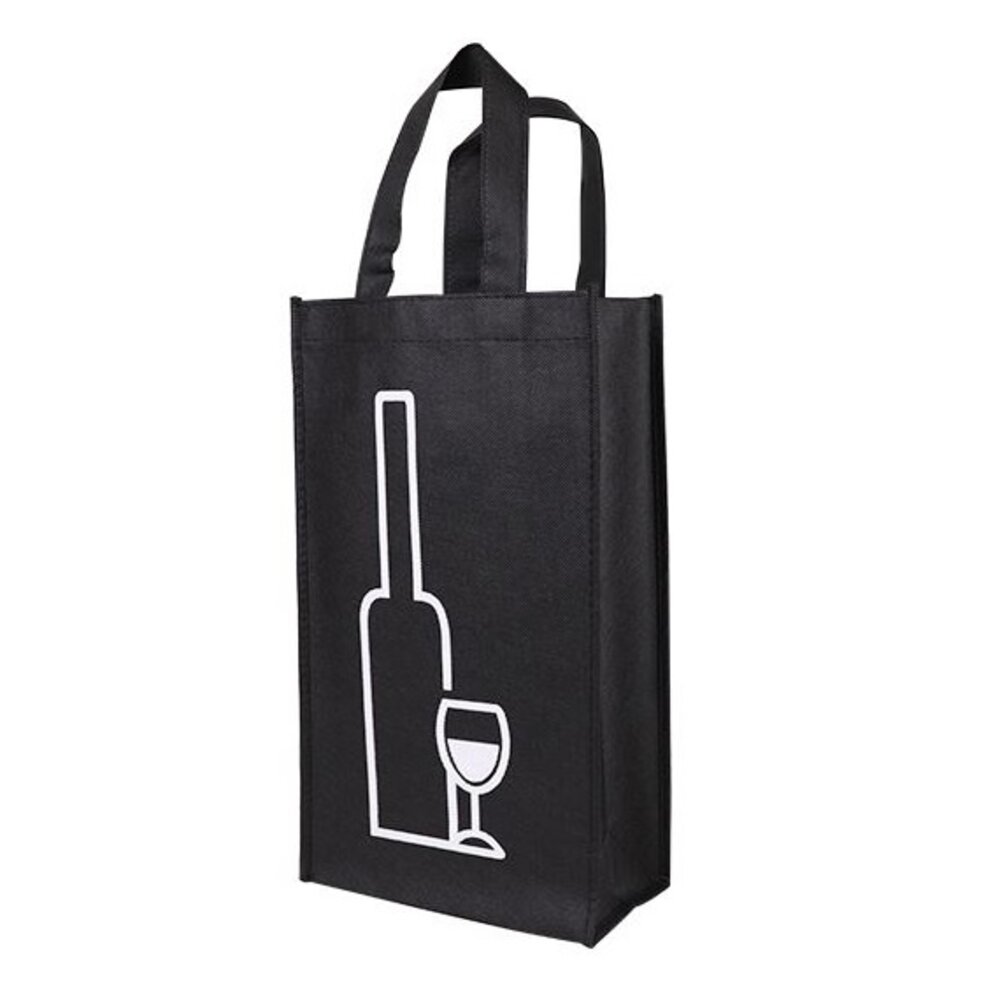 Wiggles Wine Bag w Handle Black 2 bottle