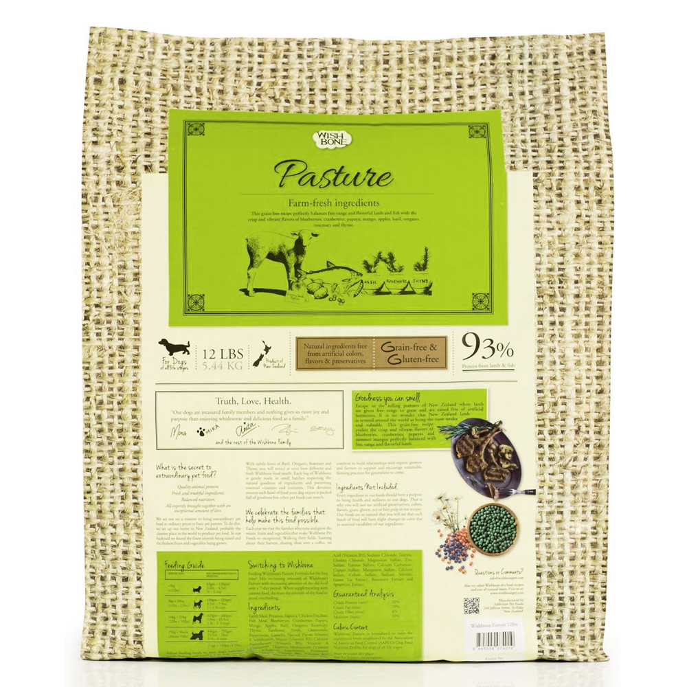 Wishbone Pasture Grain Free Dog Food 12l