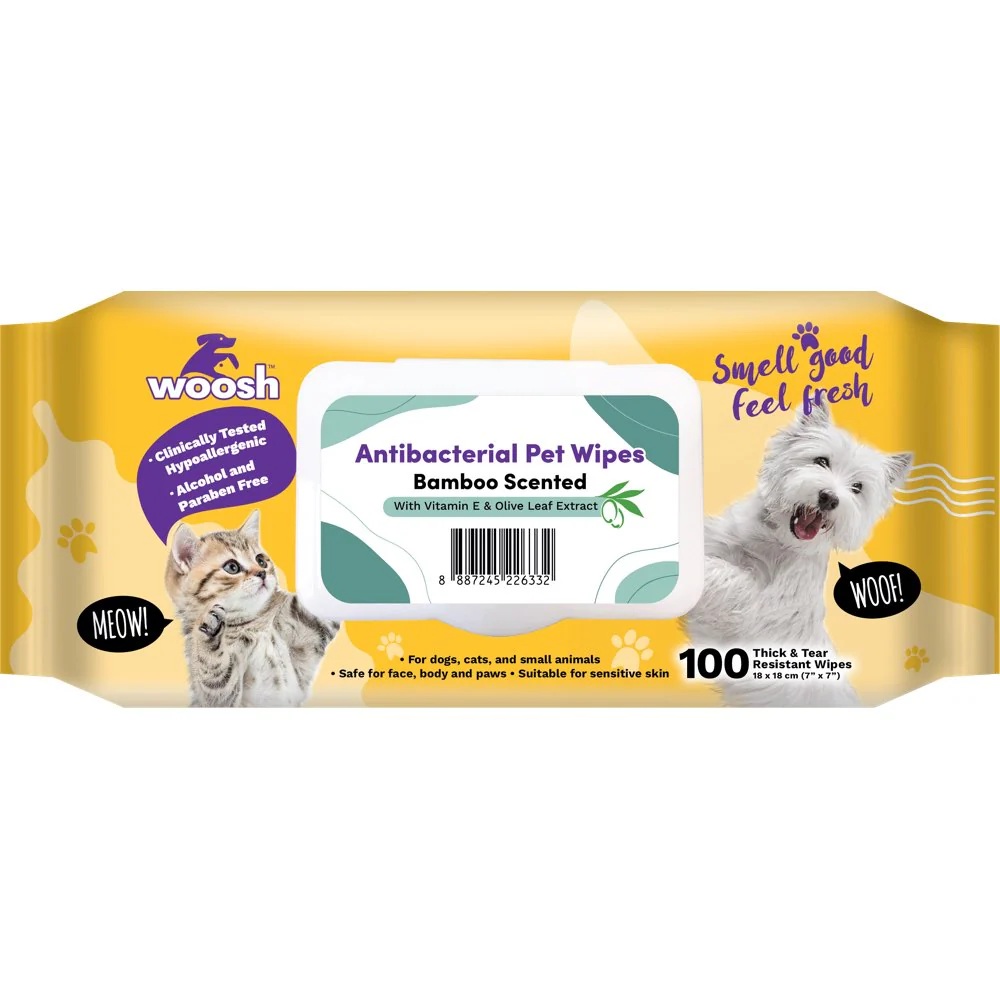 Woosh Antibacterial Pet Wipes Bamboo Scented 100 pcs