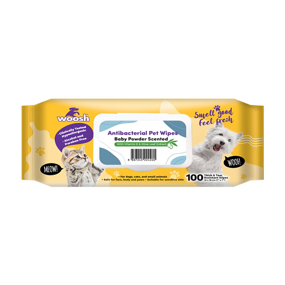 Woosh Antibacterial Pet Wipes Baby Powder