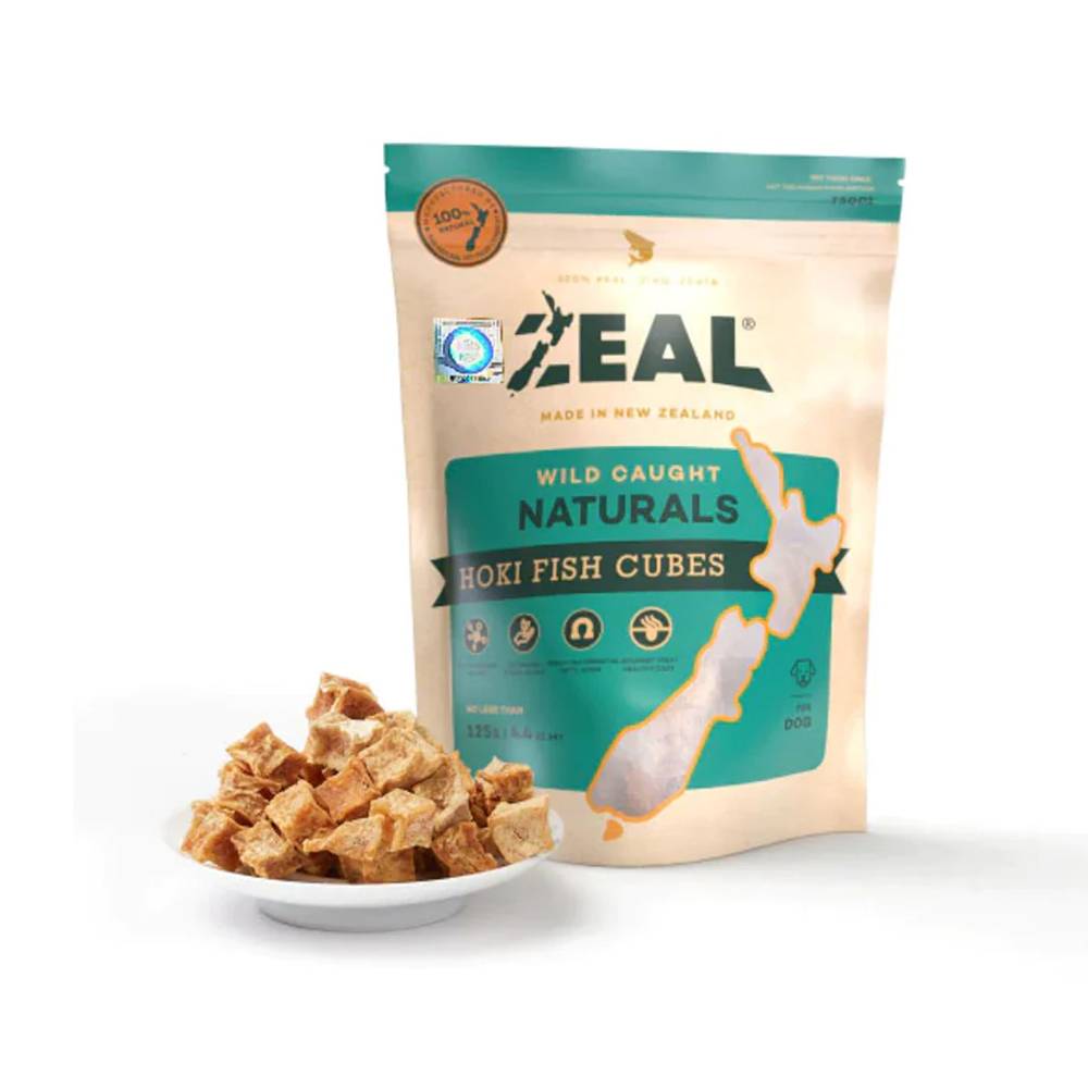 Zeal Wild Caught Dried Hoki Fish Cubes - Treats For Dogs & Cats