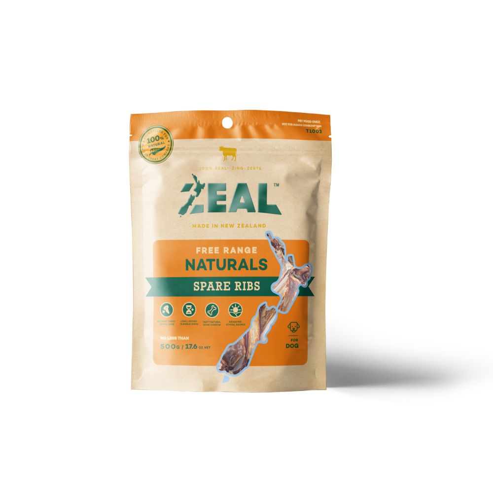 Zeal Free Range Naturals Dried Spare Ribs Dog Treats - 500g