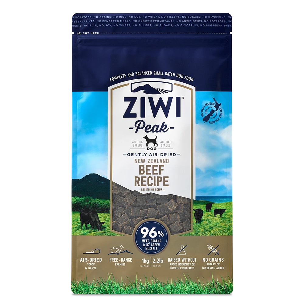 ZiwiPeak Air-Dried Beef Recipe Dry Dog Food - 2 lbs (1 kg)