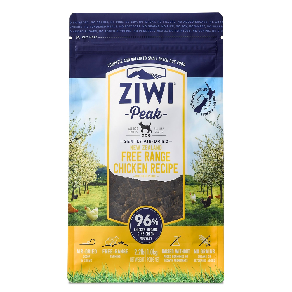 ZiwiPeak Air-Dried Free Range Chicken Recipe Dry Dog Food 2 lbs (1 kg)