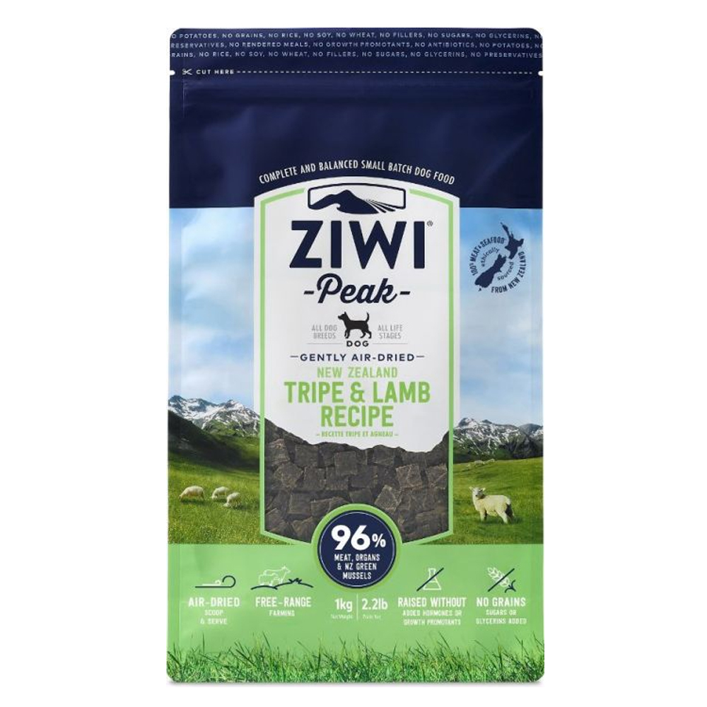 ZiwiPeak Air-Dried Tripe & Lamb Recipe Dry Dog Food - 2 lbs (1 kg)