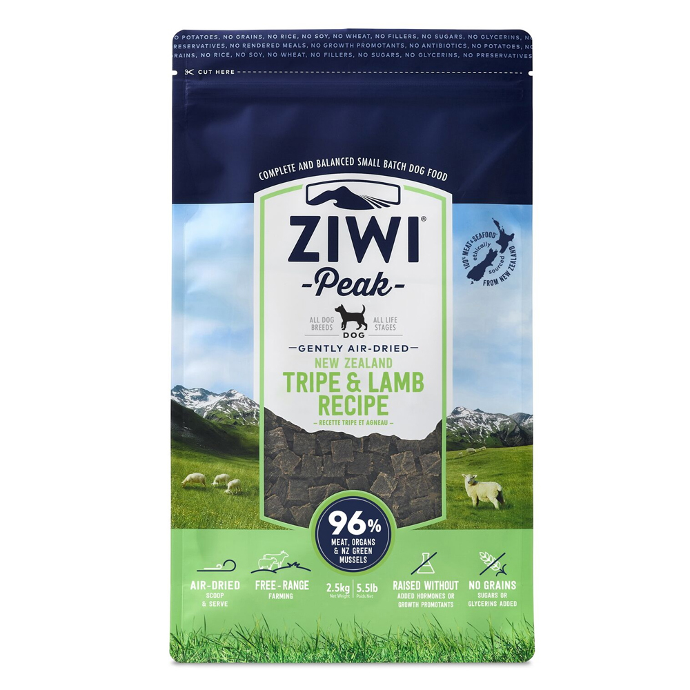 ZiwiPeak Air-Dried Tripe & Lamb Recipe Dry Dog Food - 5 lbs (2.5 kg)