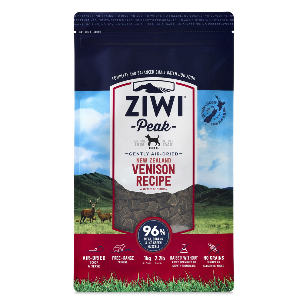 ZiwiPeak Air-Dried Venison Recipe Dry Dog Food - 2 lbs (1 kg)