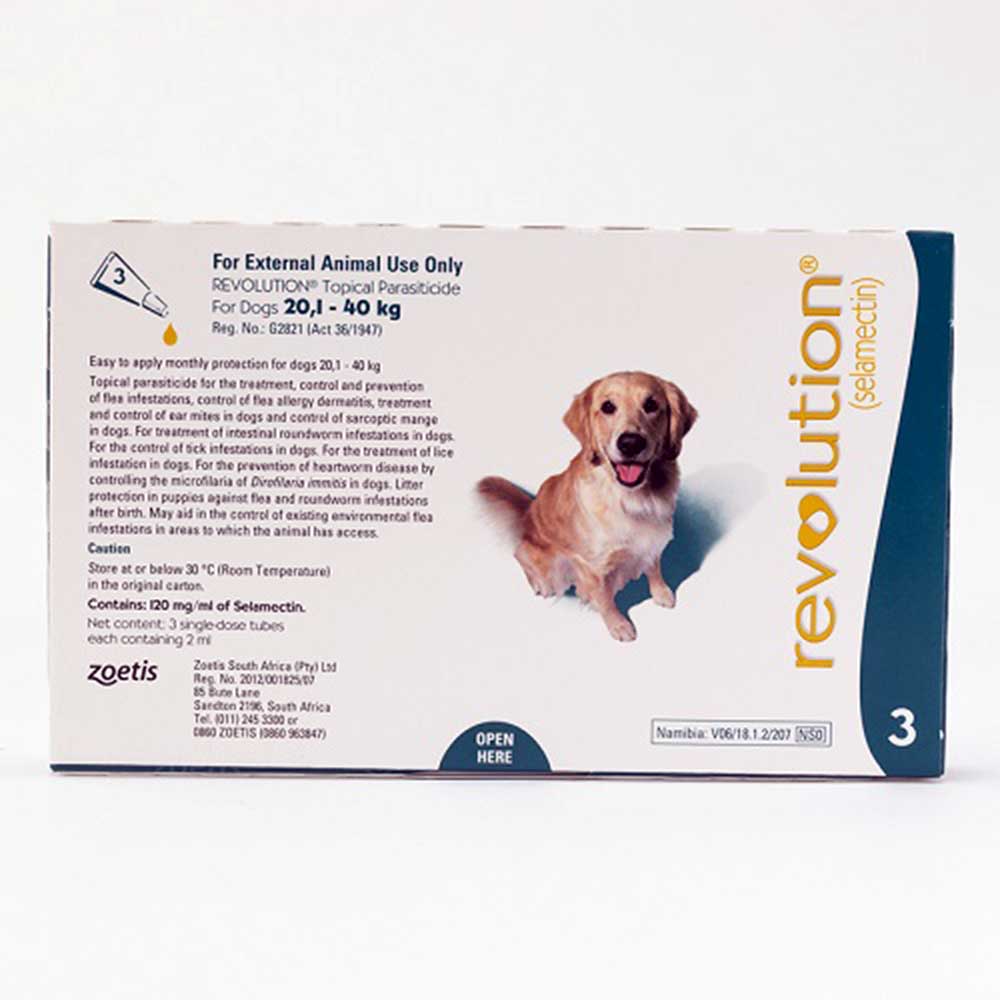 Revolution Flea & Heartworm Spot-on For Dogs 20-40 kg 3 Pack